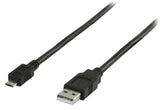 VALUELINE VLCP60500B05 USB 2,0 USB A MACE - USB Micro B Moški kabel 0,50 m ČRNA