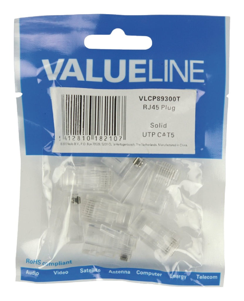 Valueline VLCP89300T RJ45 -stik til solide UTP Cat 5 -kabler