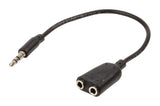 Valueline Valueline VLAP22100B02 JACK Cable de distribución de audio estéreo 3.5 mm macho 2x 3.5 mm femenino 0.20 m negro