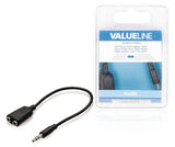 Valueline vlab22100b02 câble de distribution audio stéréo jack 3,5 mm mâle - 2x 3,5 mm femelle 0,20 m noir