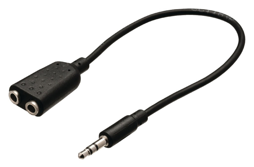 Valueline vlab22100b02 câble de distribution audio stéréo jack 3,5 mm mâle - 2x 3,5 mm femelle 0,20 m noir