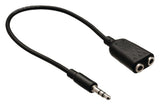 Valueline vlab22100b02 câble de distribution audio stéréo jack 3,5 mm mâle - 2x 3,5 mm femelle 0,20 m noir