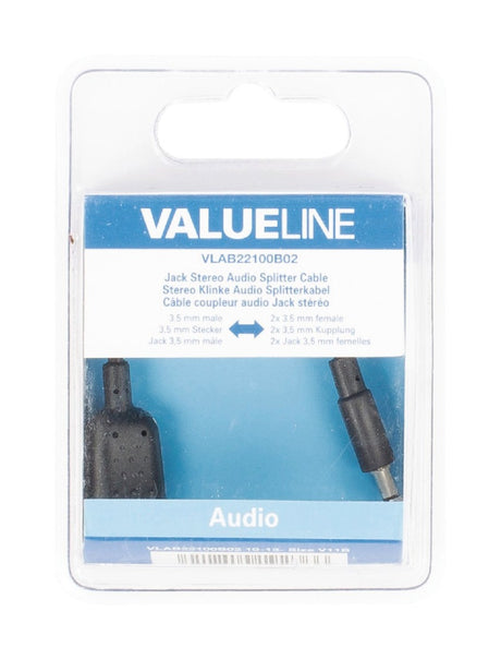 Valueline vlab22100b02 câble de distribution audio stéréo jack 3,5 mm mâle - 2x 3,5 mm femelle 0,20 m noir