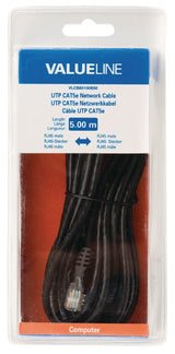 VALUELINE VALUELINE VLCB85100B50 UTP CAT5E METREM CAILL RJ45 MOŠKI RJ45 Moški 5,00 M ČRNA