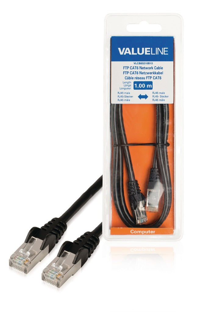 Valueline Valueline VLCB85210B10 CAT6 F Kabel sieciowy UTP RJ45 (8 8) Mężczyzna RJ45 (8 8) Mężczyzna 1,00 m czarny