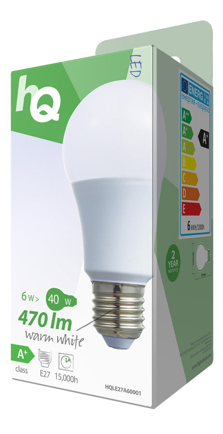 HQ LE27A60001 Lampe LED A60 E27 6,5 W 470 lm 2 700 K