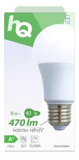 HQ LE27A60001 Lampe LED A60 E27 6,5 W 470 lm 2 700 K