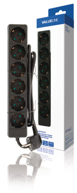 Valueline vles615f001bl prise 6 voies 1,50 m noir
