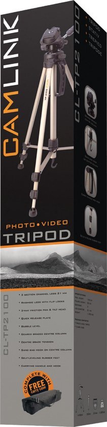 Camlink CL-TP2100 trépied vidéo pour appareil photo panoramique inclinable 145 cm bronze