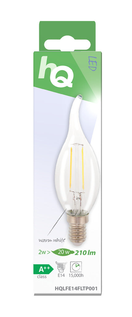 HQ LFE14FLTP001 Lampe à filament rétro LED E14 Bougie incurvée 2W 210LM 2700K