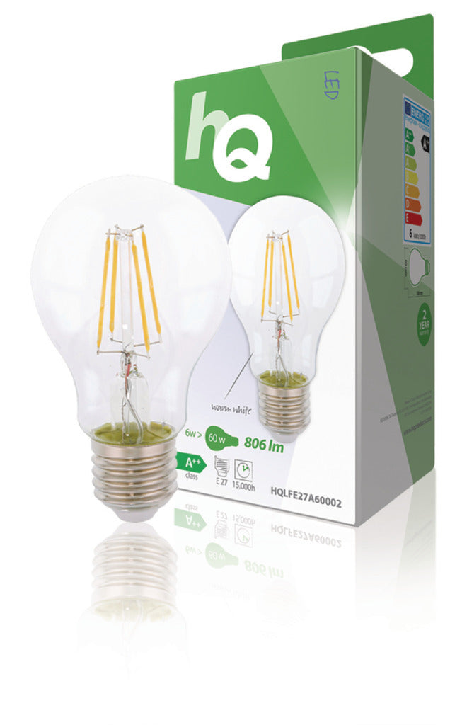 HQ LFE27A60002 Lampe à Filament Rétro LED E27 A60 6W 806LM 2700K