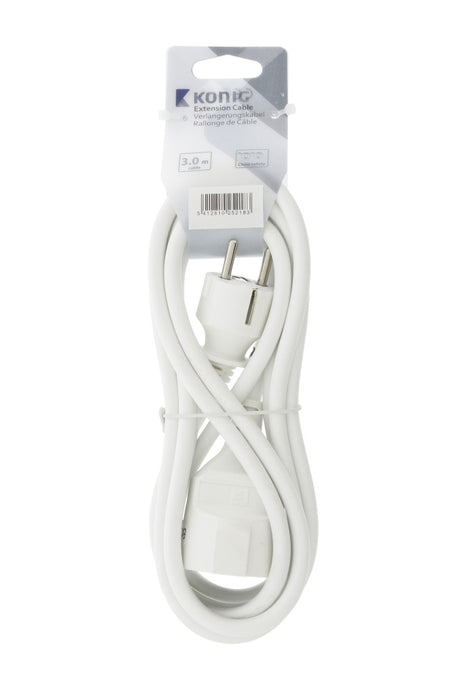Jipy Kouml;Nig EC103F1WH Câble d'extension d'alimentation 3M H05VV-F 3G1.5 IP20 Blanc