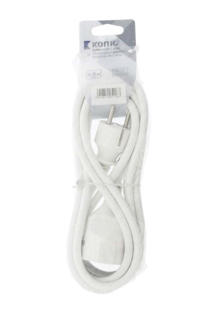 Jipy Kouml;Nig EC103F1WH Câble d'extension d'alimentation 3M H05VV-F 3G1.5 IP20 Blanc