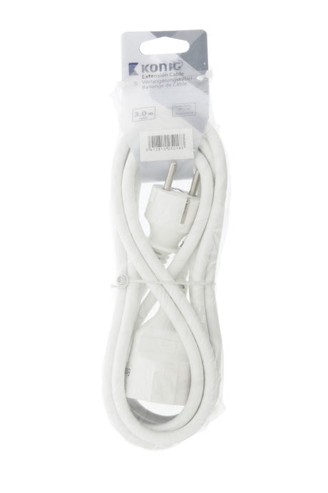 Jipy Kouml;Nig EC103F1WH Câble d'extension d'alimentation 3M H05VV-F 3G1.5 IP20 Blanc