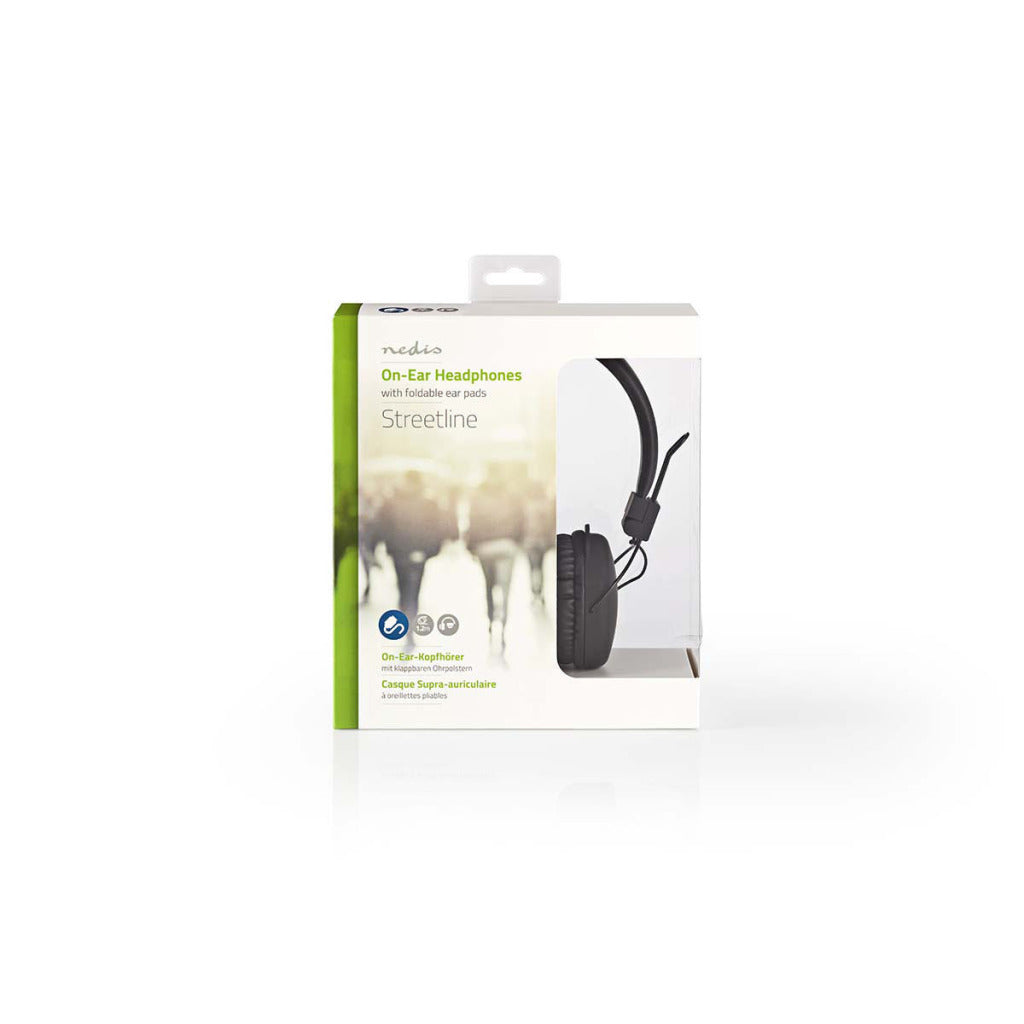 Auriculares NEDIS HPWD1100BK con cable de cable de cable de cable de cable 1.2 m redondo negro