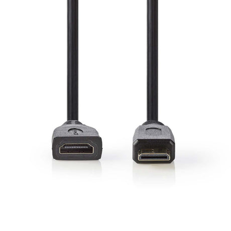 Nedis CVGP34590bk02 câble HDMI haut débit avec mini connecteur Ethernet HDMI - HDMI femelle 0,2 m noir