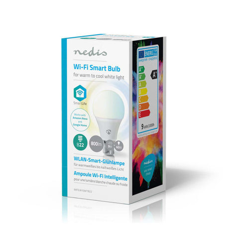Nedis wifilw10wtb22 ampoule LED intelligente wi-fi blanc chaud à froid b22