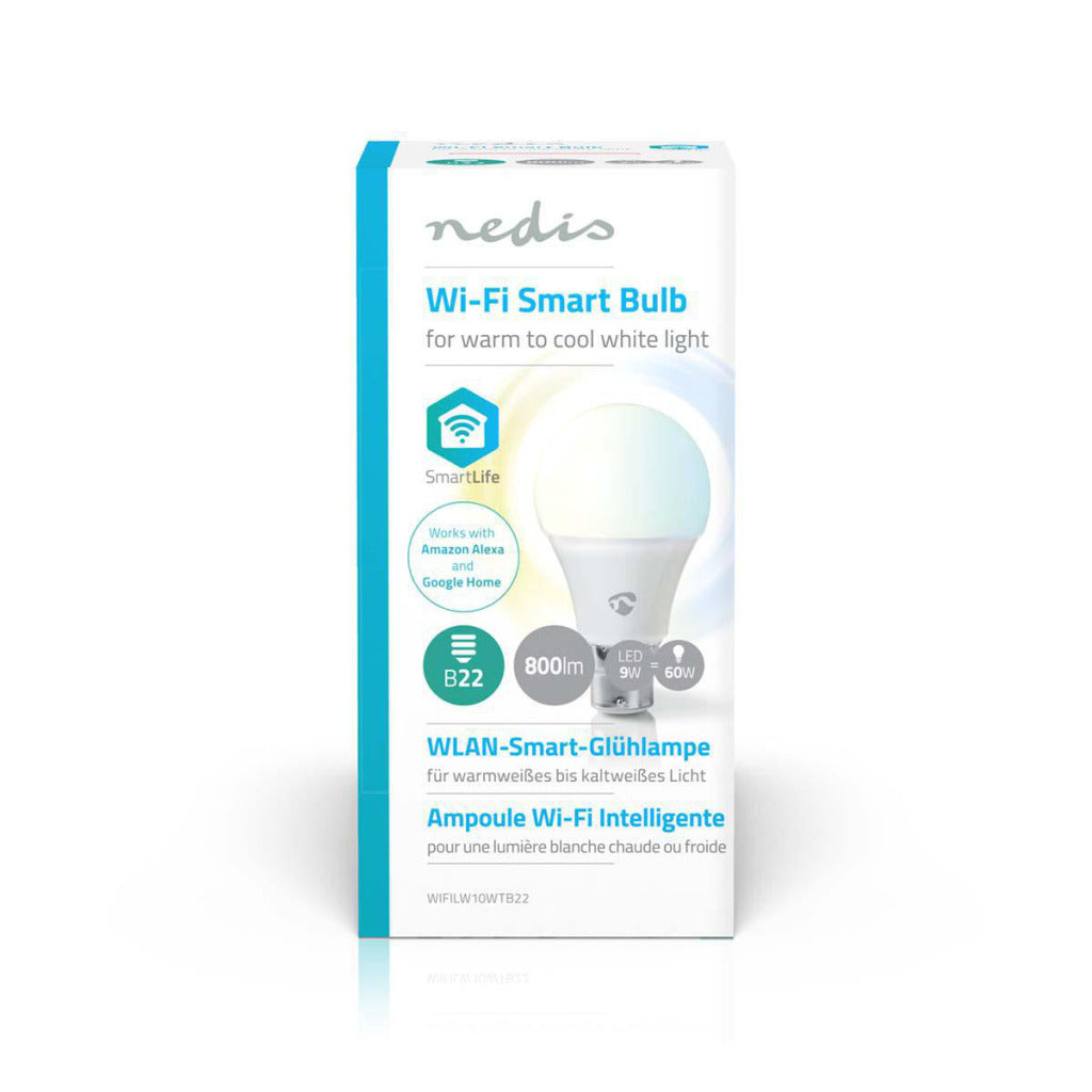 Nedis wifilw10wtb22 wi-fi slimme led-lamp warmtot koud-wit b22