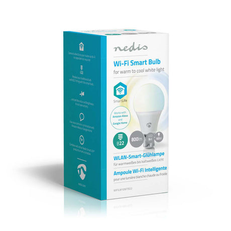 Nedis wifilw10wtb22 ampoule LED intelligente wi-fi blanc chaud à froid b22