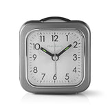 NEDIS CLDK005GY Reloj de escritorio analógico con alarma cuadrada gris