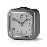 NEDIS CLDK005GY Reloj de escritorio analógico con alarma cuadrada gris