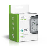 NEDIS CLDK005GY Reloj de escritorio analógico con alarma cuadrada gris