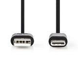 NEDIS CCGP60600BK01 USB 2.0 kabel typu-C Male-A Mężczyzna 0,1 m czarny