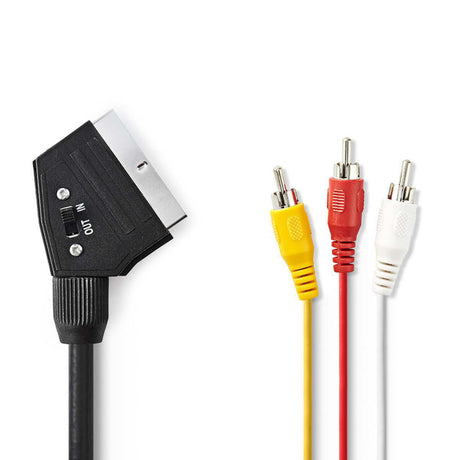 Nedis cvgp31130bk10 câble péritel commutable péritel mâle - 3x rca mâle 1,0 m noir