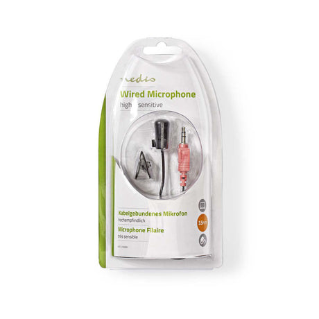 Nedis miccj100bk microphone filaire à pince 3,5 mm noir