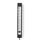 Nedis exso830f1pro prise contact protégé 8 voies 3,00 m noir et blanc