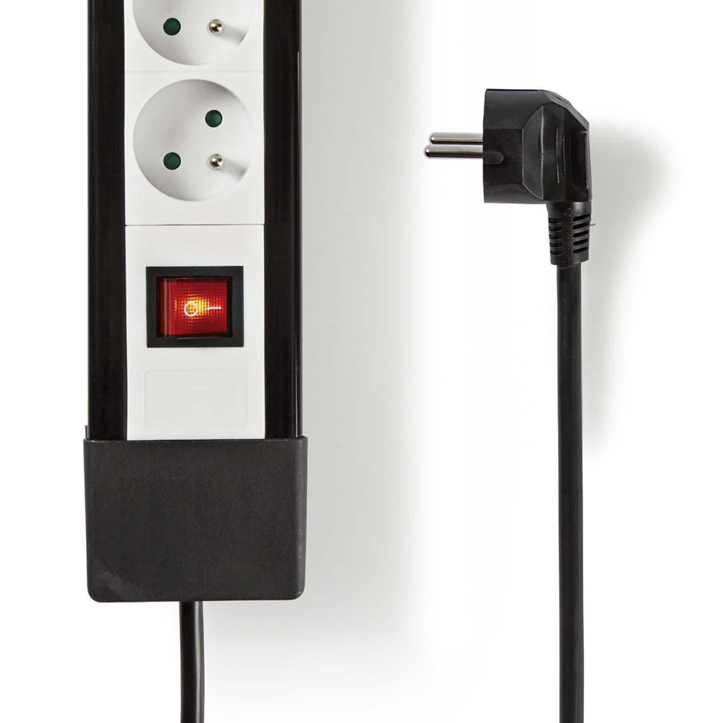 Nedis exso830f1pro prise contact protégé 8 voies 3,00 m noir et blanc