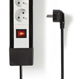 Nedis exso830f1pro prise contact protégé 8 voies 3,00 m noir et blanc