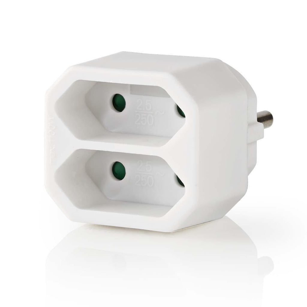 Répartiteur de prise Nedis psspl200c1wt, prise euro 2 voies, blanc