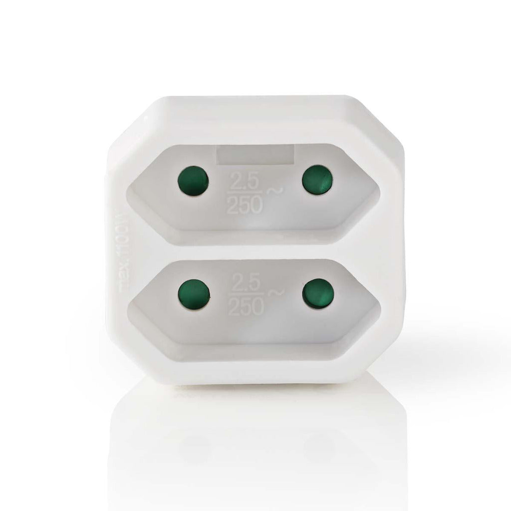 Répartiteur de prise Nedis psspl200c1wt, prise euro 2 voies, blanc