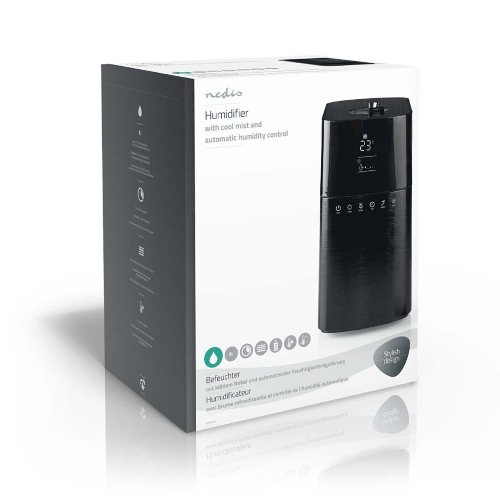 Nedis humi130cbk humidificateur 6 l hygromètre télécommande noir