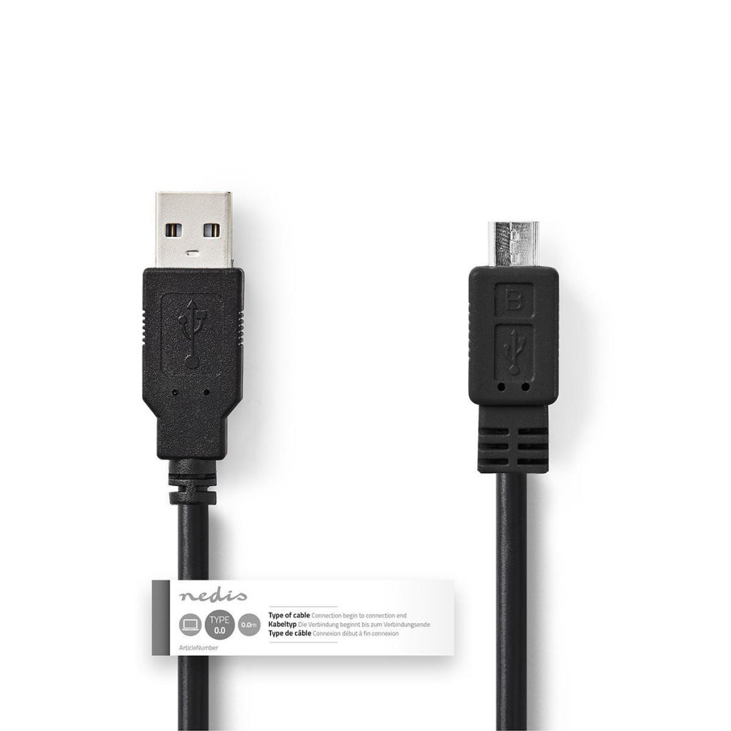 Nedis ccgt60500bk20 kabel usb 2.0 a male micro b male 2,0 m zwart