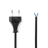 Nedis pcgp11700bk20 câble d'alimentation prise euro - extrémité de câble ouverte 2,0 m noir