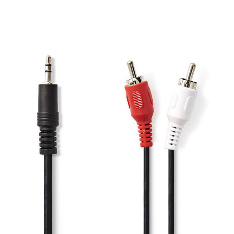 Nedis cagt22200bk15 câble audio stéréo 3,5 mm mâle - 2x rca mâle 1,5 m noir