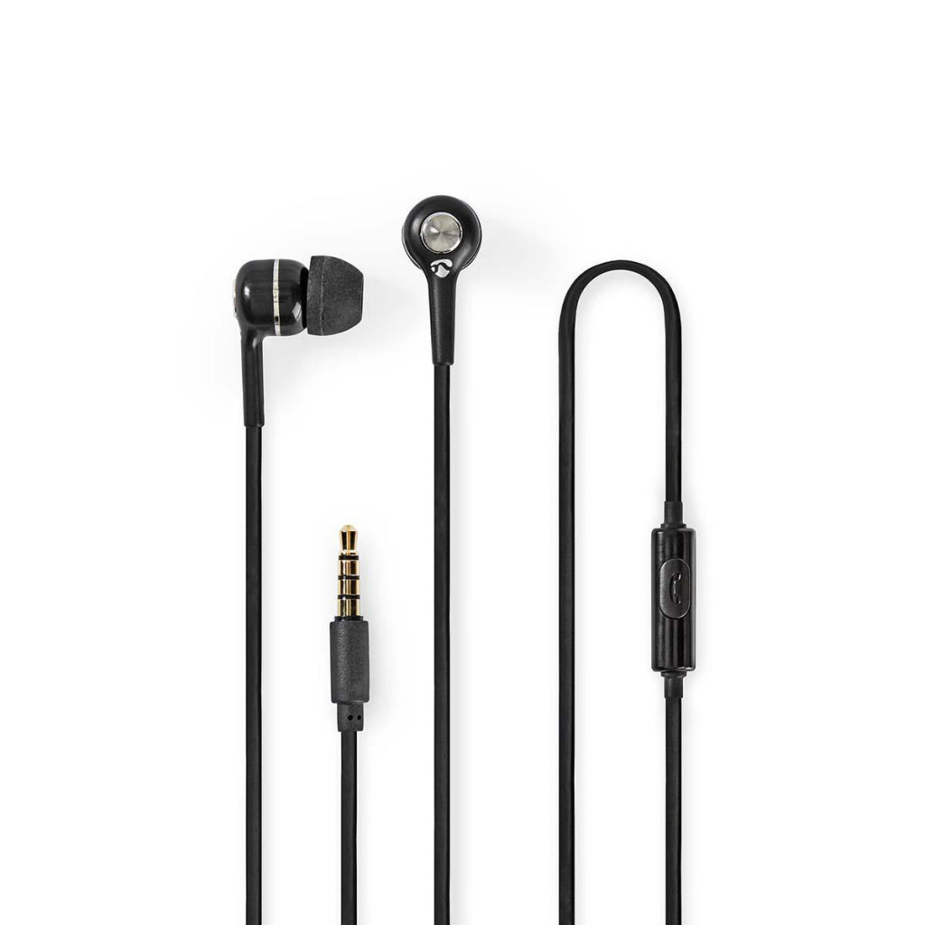 Nedis HPWD2020BK kablede hovedtelefoner 1,2 m runde kabel in-ear indbygget mikrofon sort