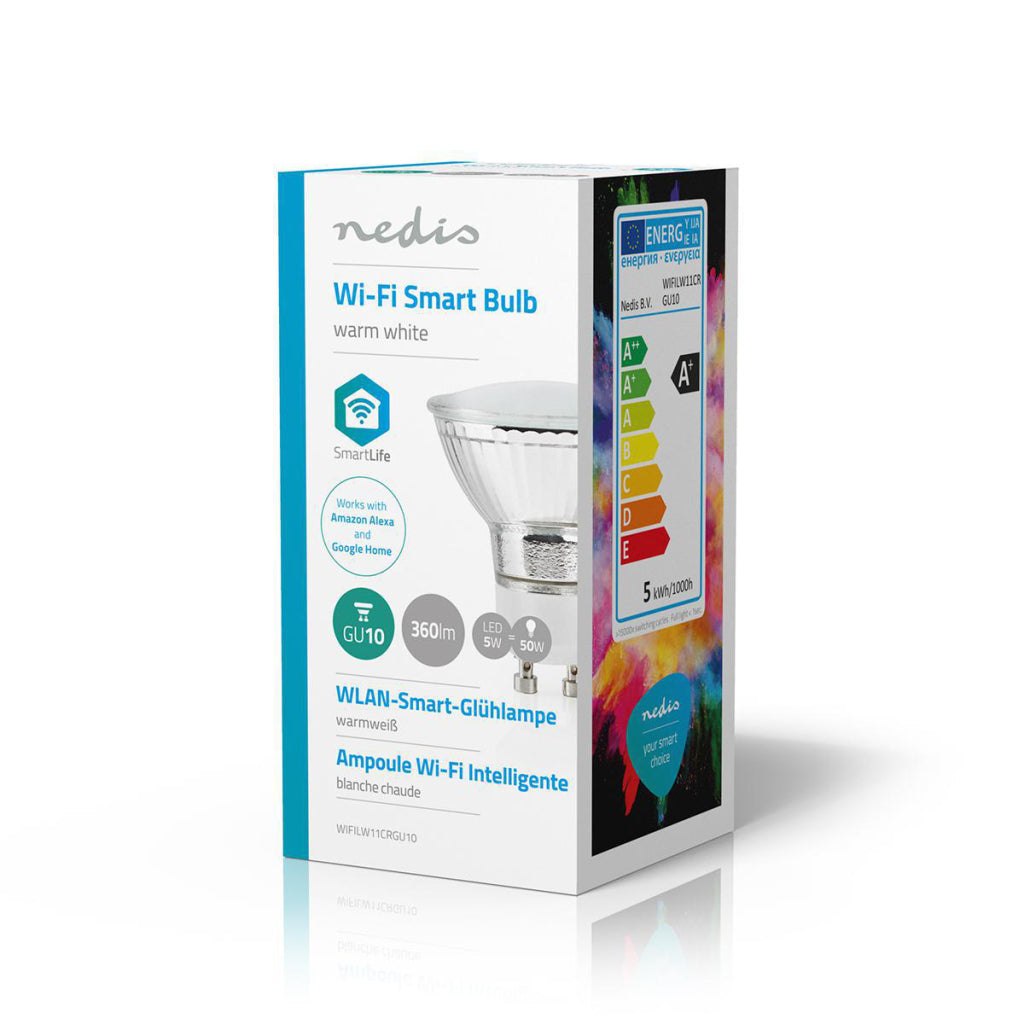 Nedis wifilw11crgu10 lampe LED intelligente wi-fi blanc chaud gu10