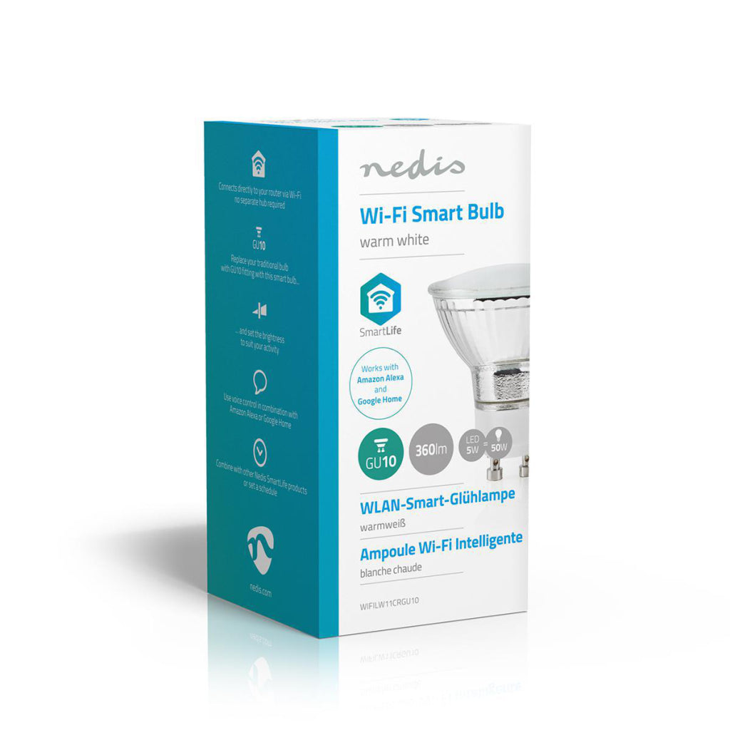 Nedis wifilw11crgu10 lampe LED intelligente wi-fi blanc chaud gu10