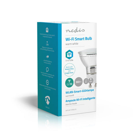 Nedis wifilw11crgu10 lampe LED intelligente wi-fi blanc chaud gu10