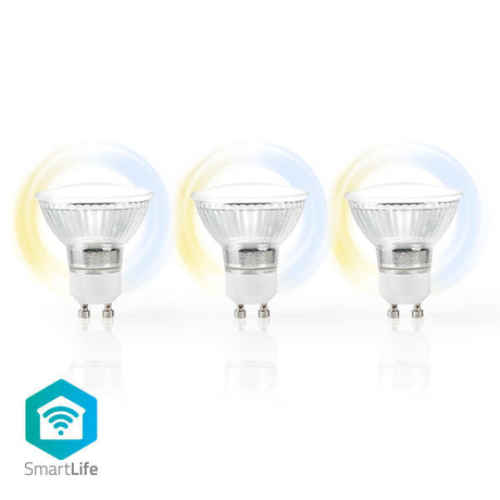 Nedis wifilw30crgu10 lampe LED intelligente Wi-Fi blanc chaud à froid gu10 paquet de 3