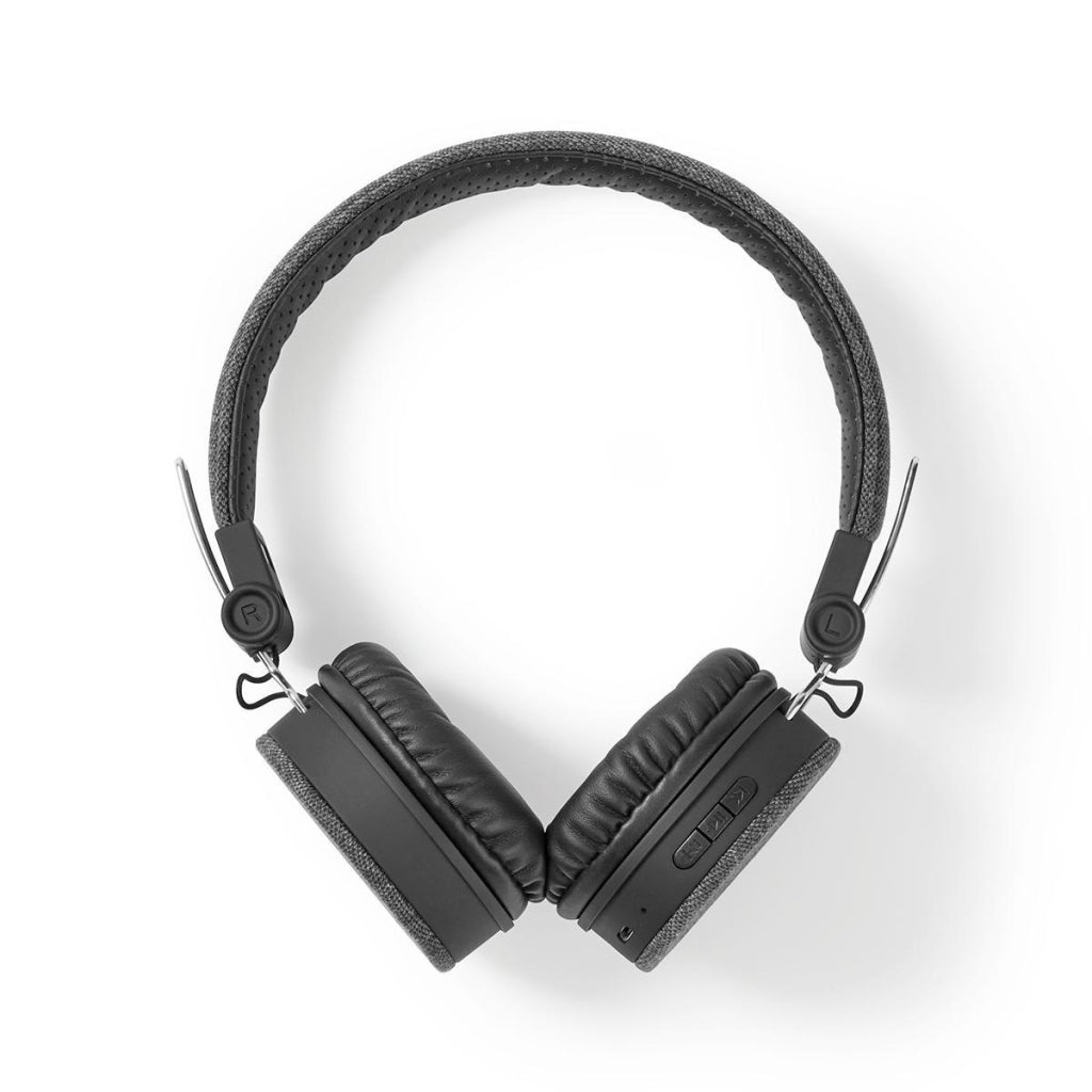 NEDIS FSHP250at Bluetooth® hörlurar med vävt tyg täckt on-ear | 18 timmars speltid Anthracite Black