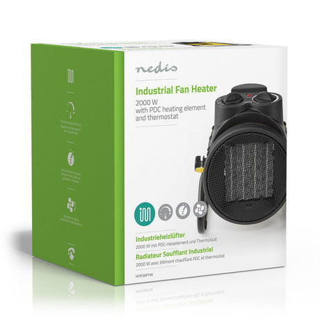 Nedis htif20fyw thermostat de radiateur soufflant industriel en céramique 3 réglages 2000 w jaune