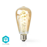 Nedis wifilt10gdst64 wi-fi warm tot koel wit led filamentlampgedraaid e27 st64 5,5 w 350 lm