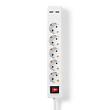 NEDIS EXSO515UFSWT STEKKERDOOS5-WEGS SCHUKO 2x USB 1,5 m V OUT BUNDINE WHITE