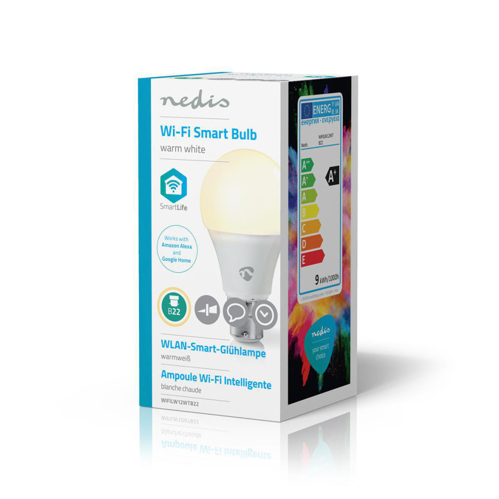 Nedis wifilw12wtb22 smartlife led bulb wi-fi b22 800 lm 9 w warm wit 2700 k energieklasse: a+ android trade; ios a60