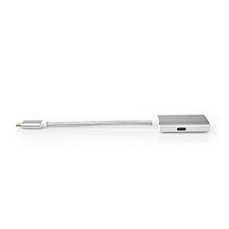 Nedis cctb64680al02 adaptateur usb usb 3.2 gen 1 usb type-c commerce; commerce HDMI masculin; connecteur 0,20 m rond plaqué or nylon tricoté argent couvercle fenêtre boîte