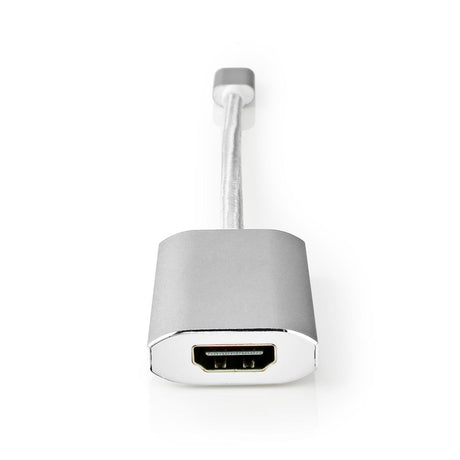 Nedis cctb64680al02 adaptateur usb usb 3.2 gen 1 usb type-c commerce; commerce HDMI masculin; connecteur 0,20 m rond plaqué or nylon tricoté argent couvercle fenêtre boîte